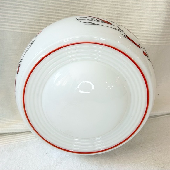 Vintage Milk Glass Shade Ceiling Light Deco Hand Painted Tea Kettle Kitchen - Picture 7 of 12